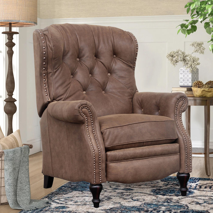 Birch Lane™ Deandra 34.6" Wide Genuine Leather Manual Wing Chair